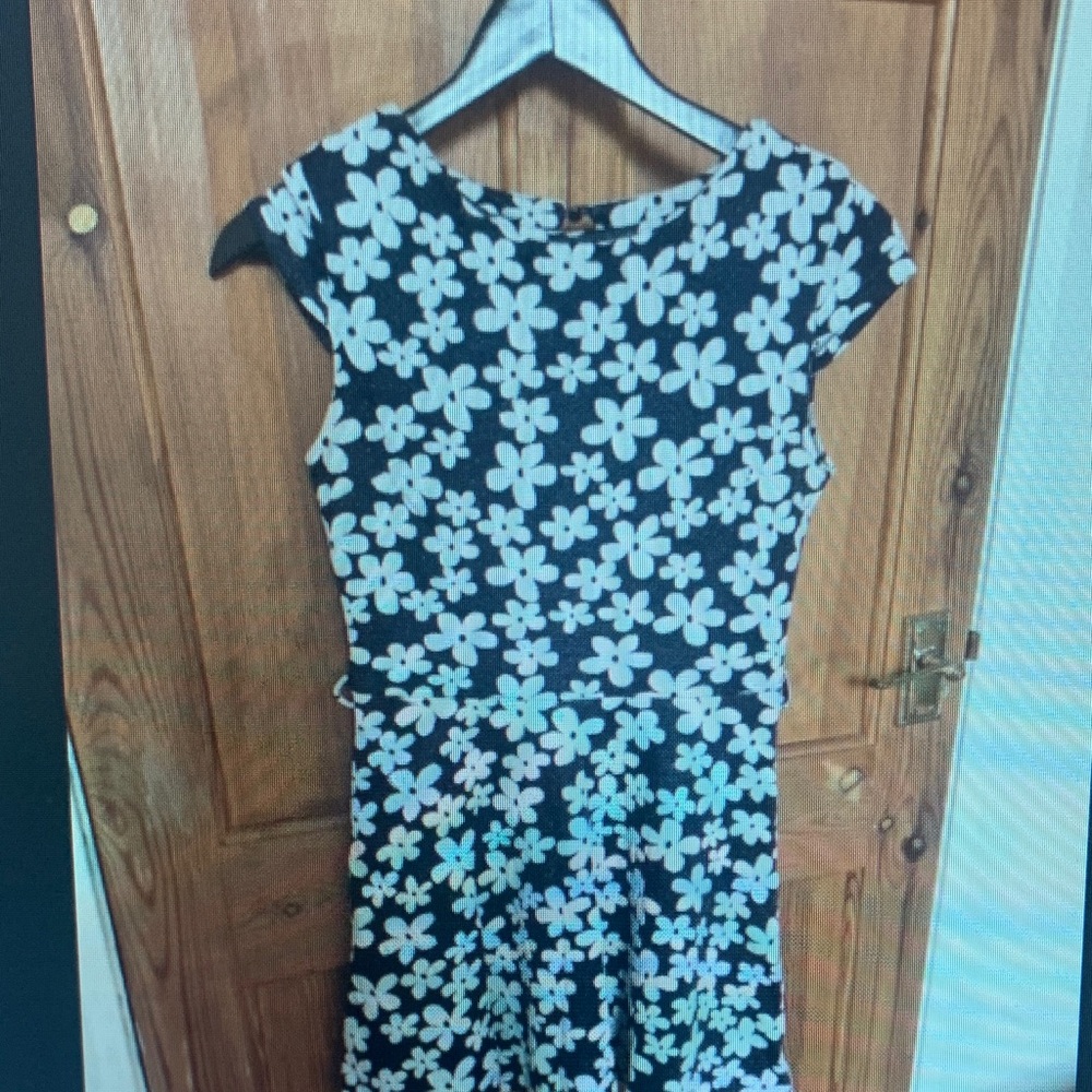 Floral Black and White Mini Dress